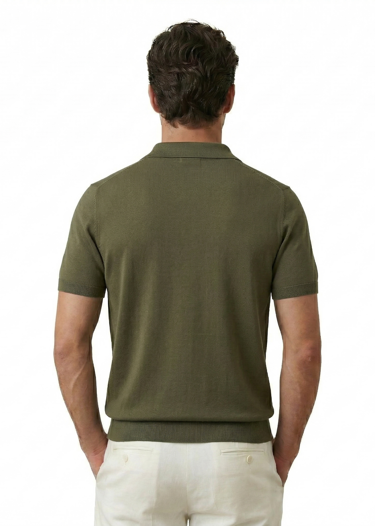 Xaki rəngli ipək qarışıqlı Polo