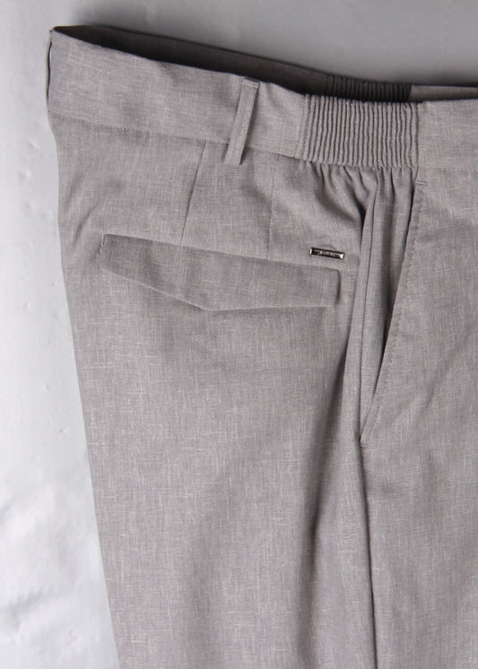 Gray Linen-Blend Men's Trousers