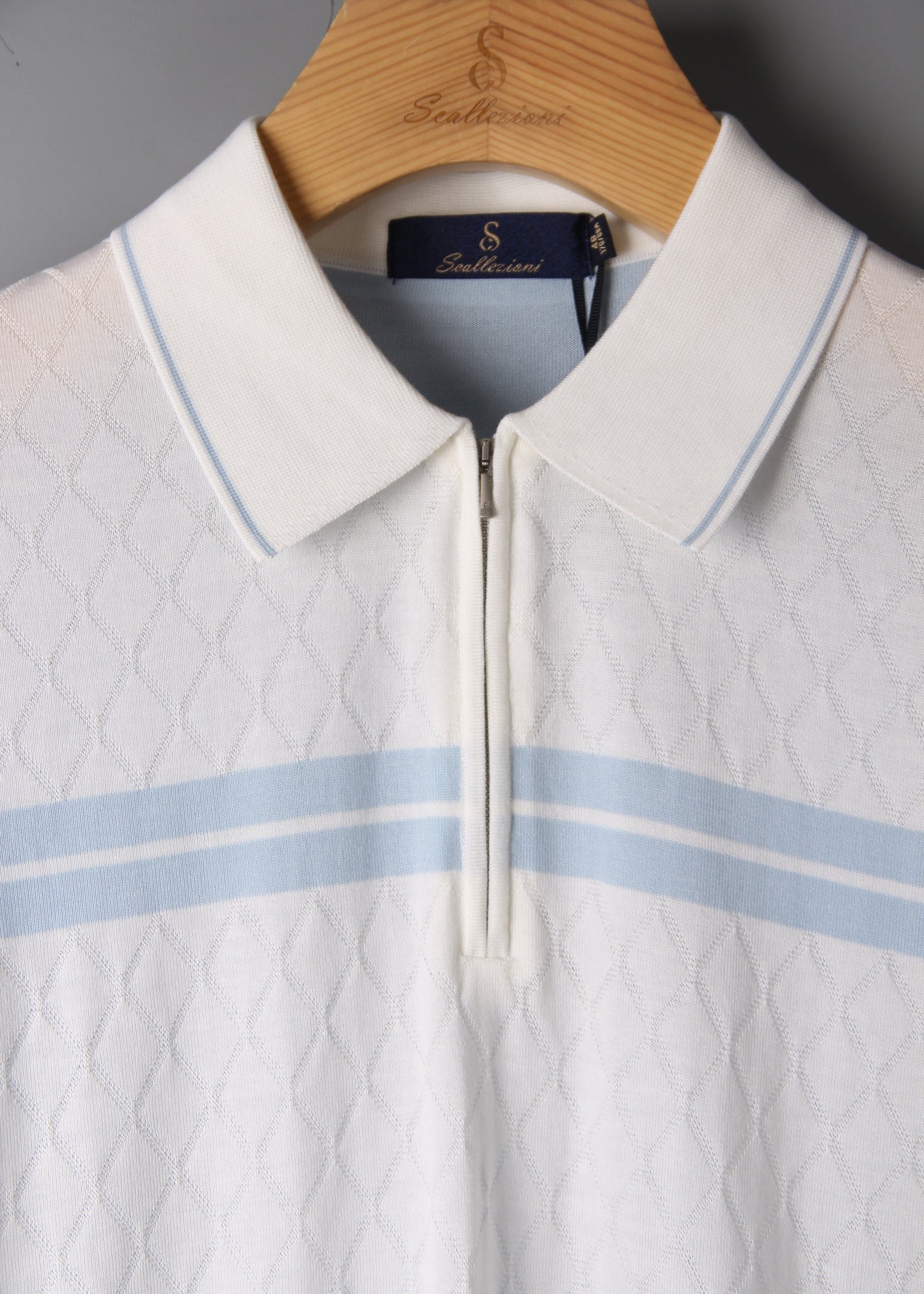 Zip-Up Patterned Polo Shirt