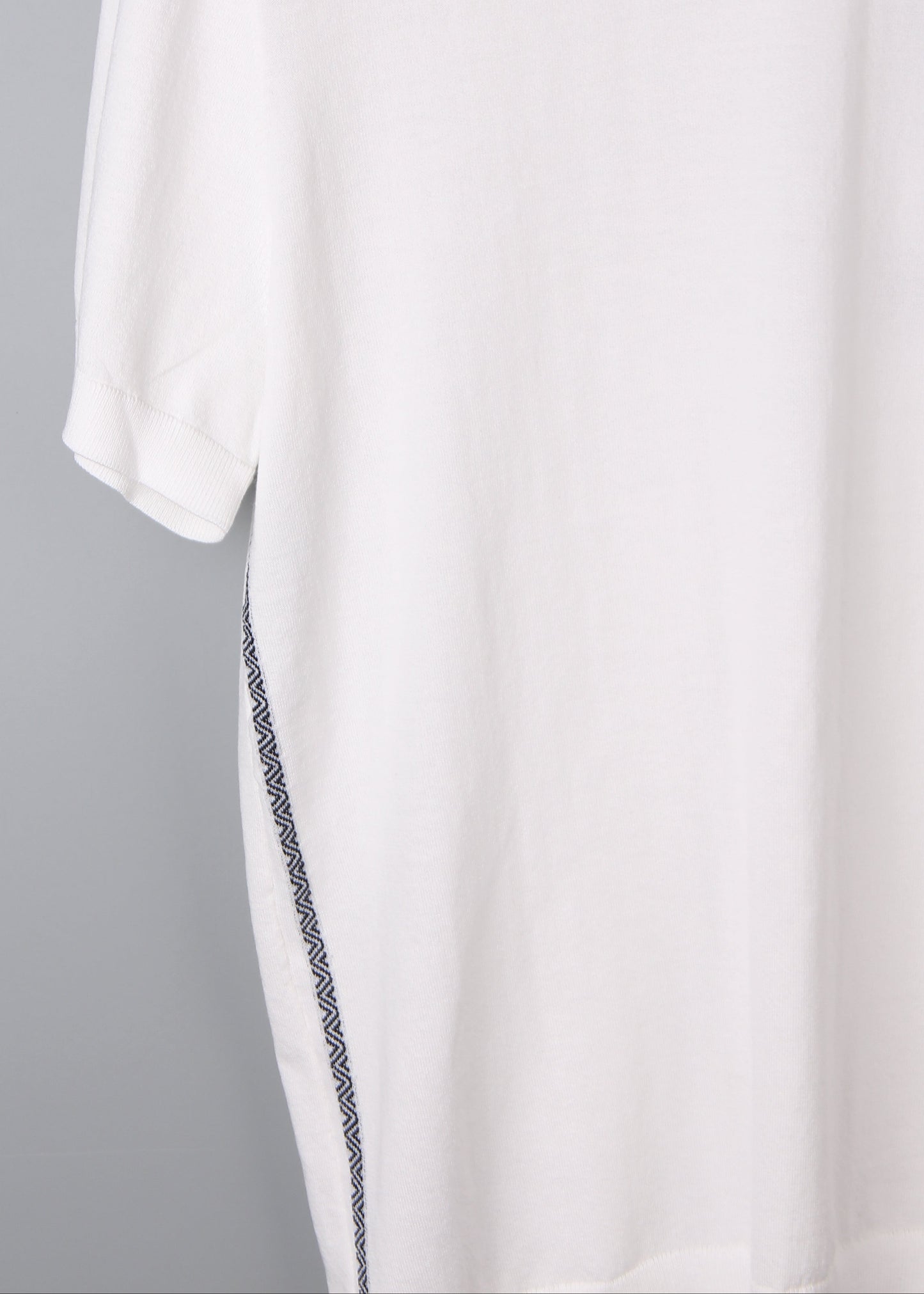 White T-Shirt with Black Geometric Patterned