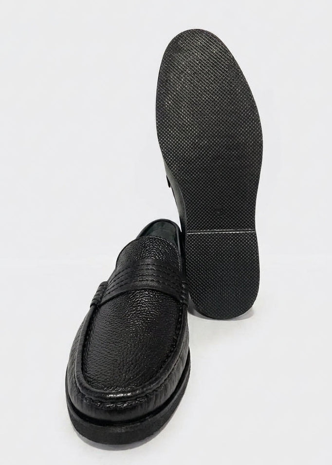 Black Natural Leather Men's Loafer Shoes