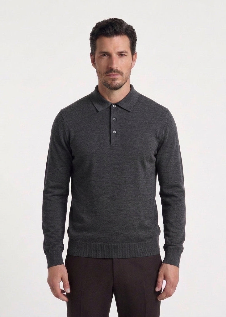 Men's long-sleeve polo sweater