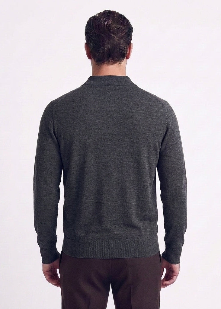 Men's long-sleeve polo sweater