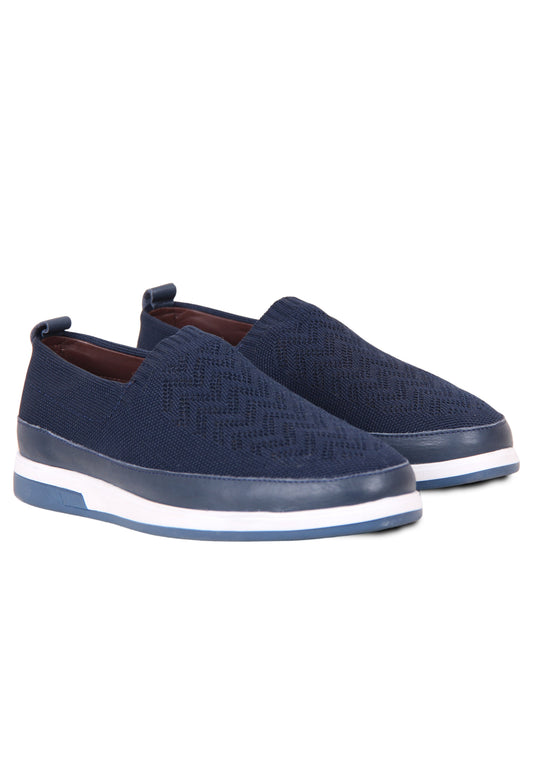 Mesh design blue loafer