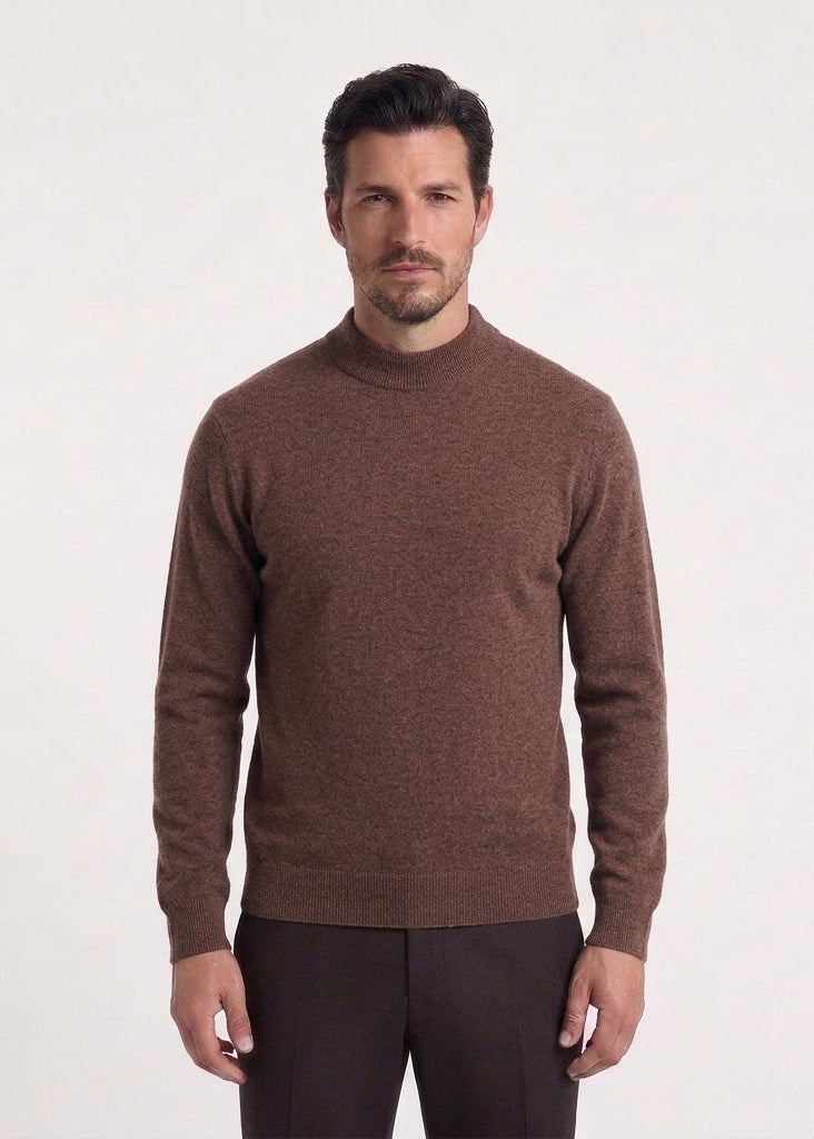 High-neck wool and cashmere blend sweater