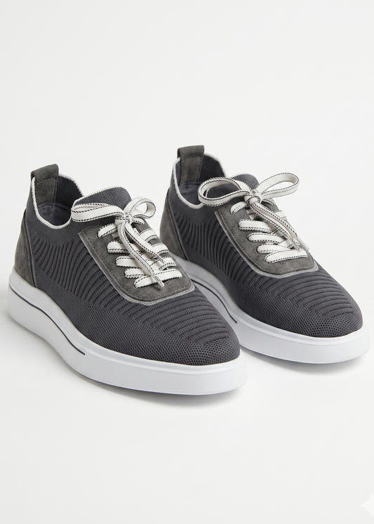 Comfortable Casual Gray Sneakers with Elastic Collar