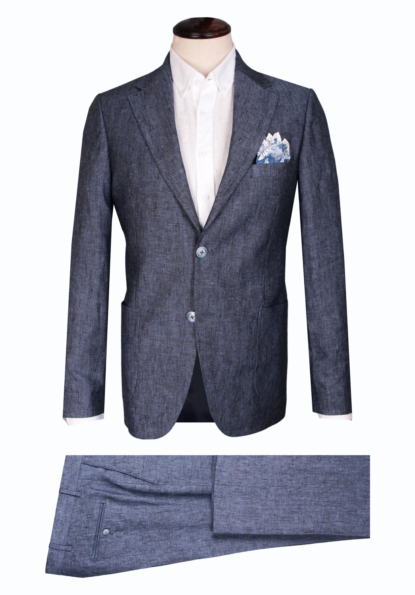 Men's 100% Linen Half-Lined Suit - Blue