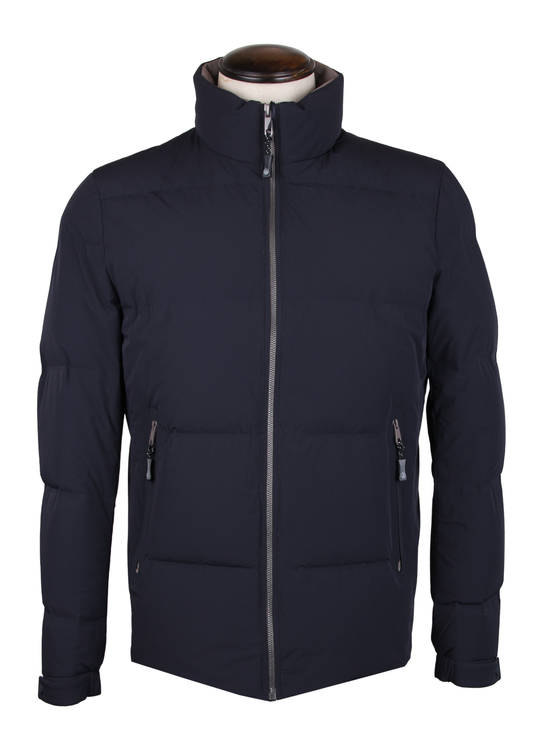 Stand-Collar Navy Blue Jacket