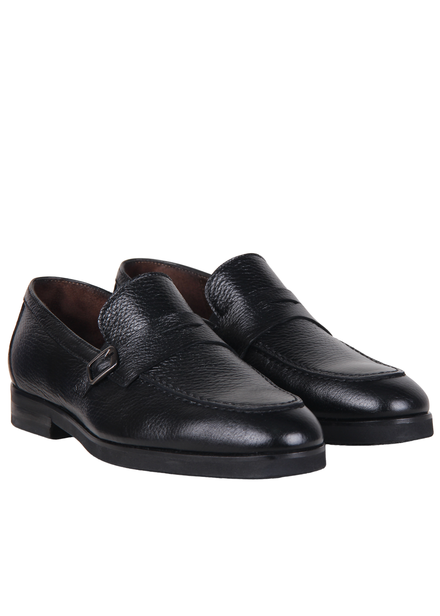 Classic Black Buckle Loafer Shoes