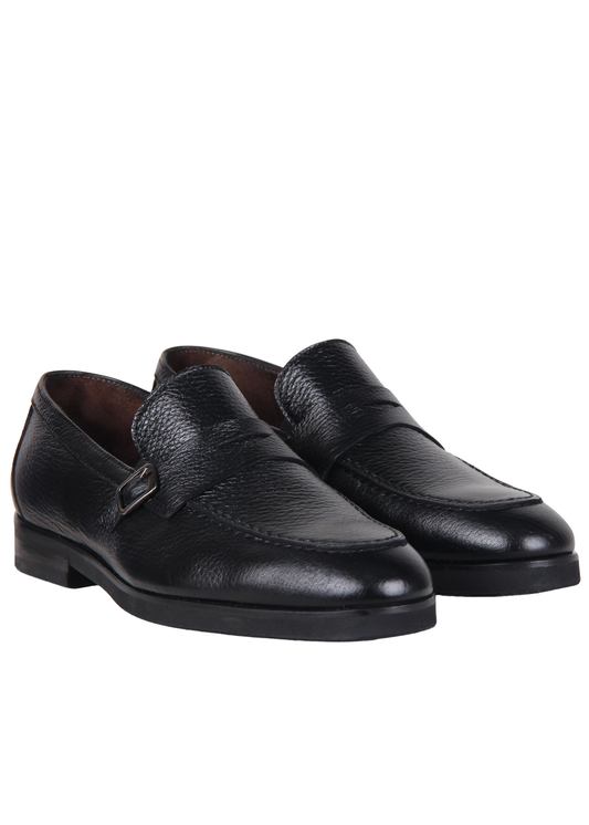 Classic Black Buckle Loafer Shoes