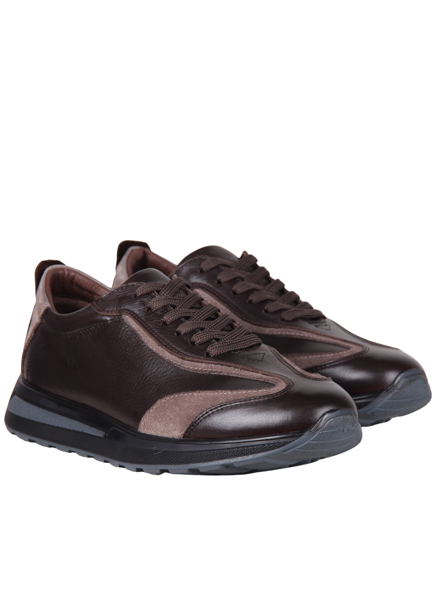 Brown Leather and Nubuck Men's Sneaker