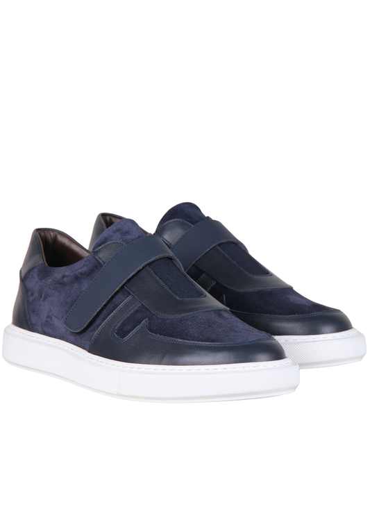 Navy Nubuck and Leather Sneaker