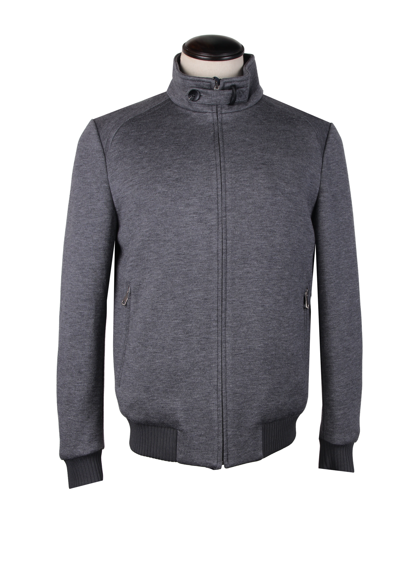 High-Neck Zip Gray Jacket