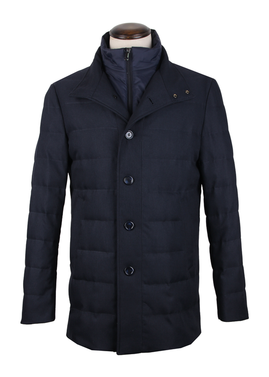 Dual-Layer Insulated Coat / Mid-Length Jacket