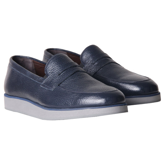 Blue Leather Loafers 3222
