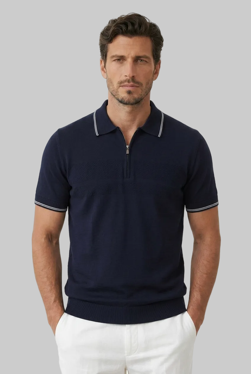 Zip-Up Polo Shirt