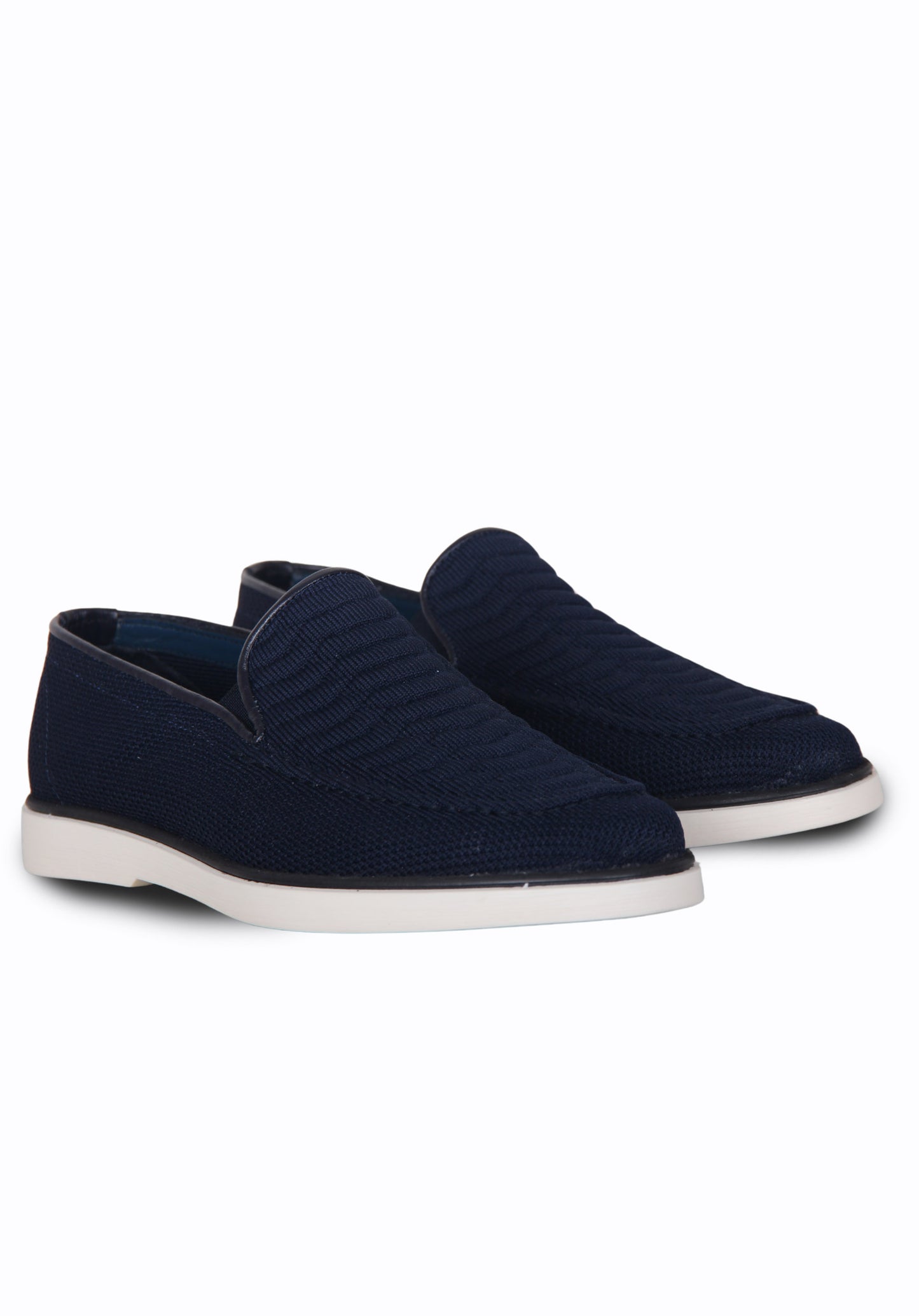 Blue loafers in soft textile fabric