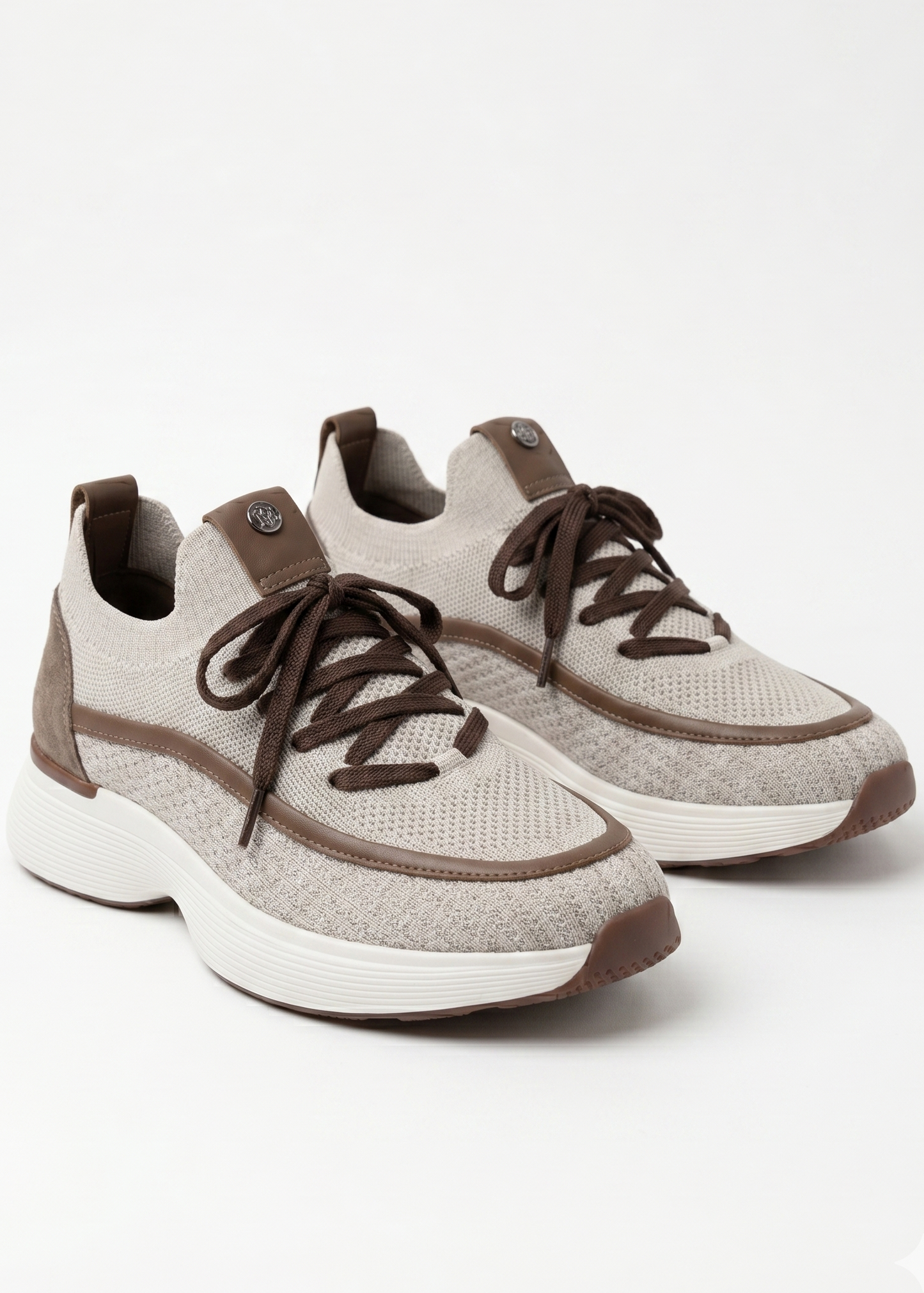 Stylish and Comfortable Casual Sneakers (Beige & Brown)
