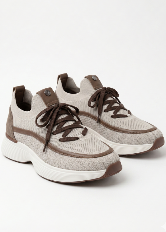 Stylish and Comfortable Casual Sneakers (Beige & Brown)