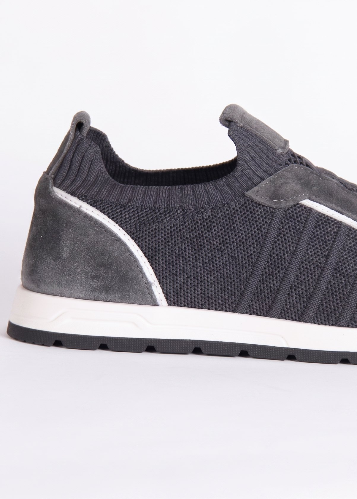 Dark Grey Textile and Nubuck Combined Sneakers