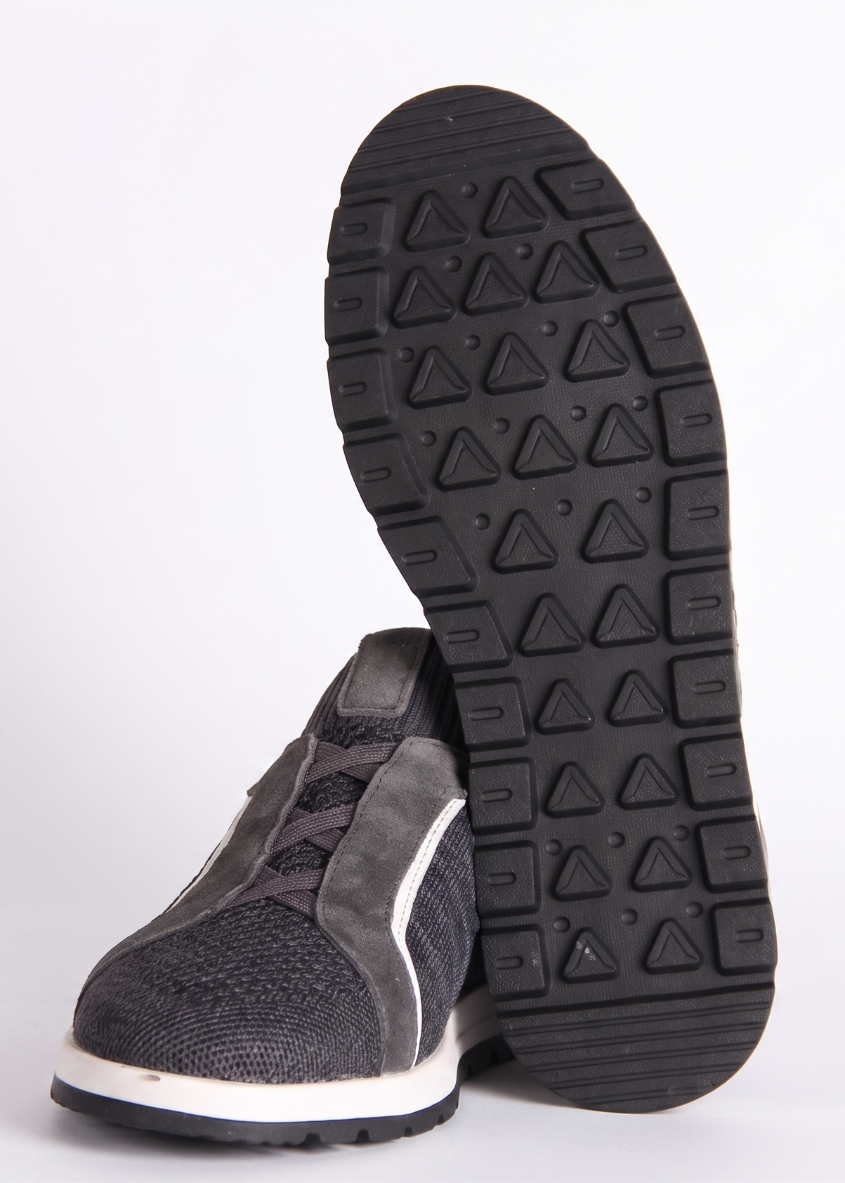Dark Grey Textile and Nubuck Combined Sneakers