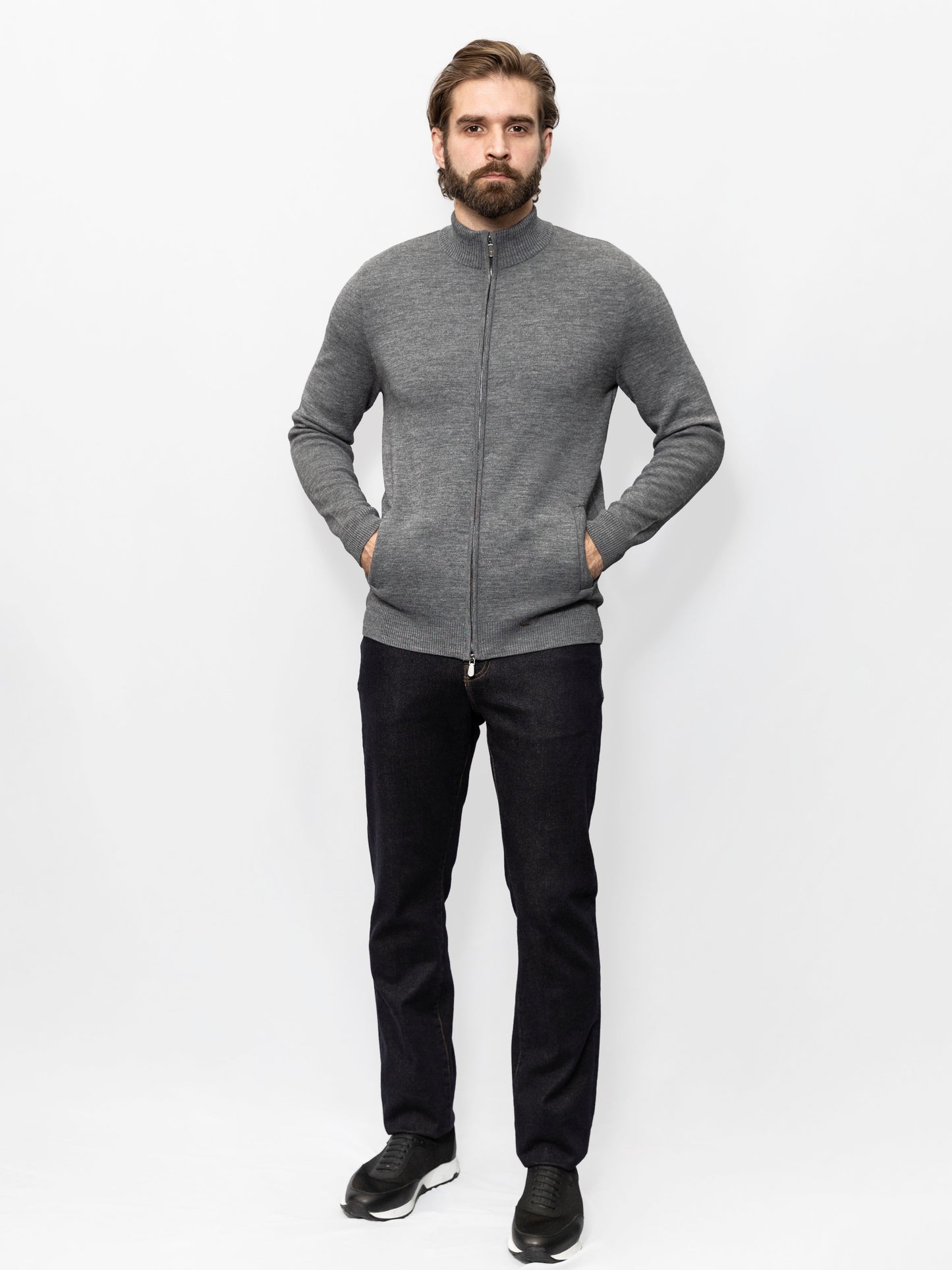 Gray cardigan with a wool blend