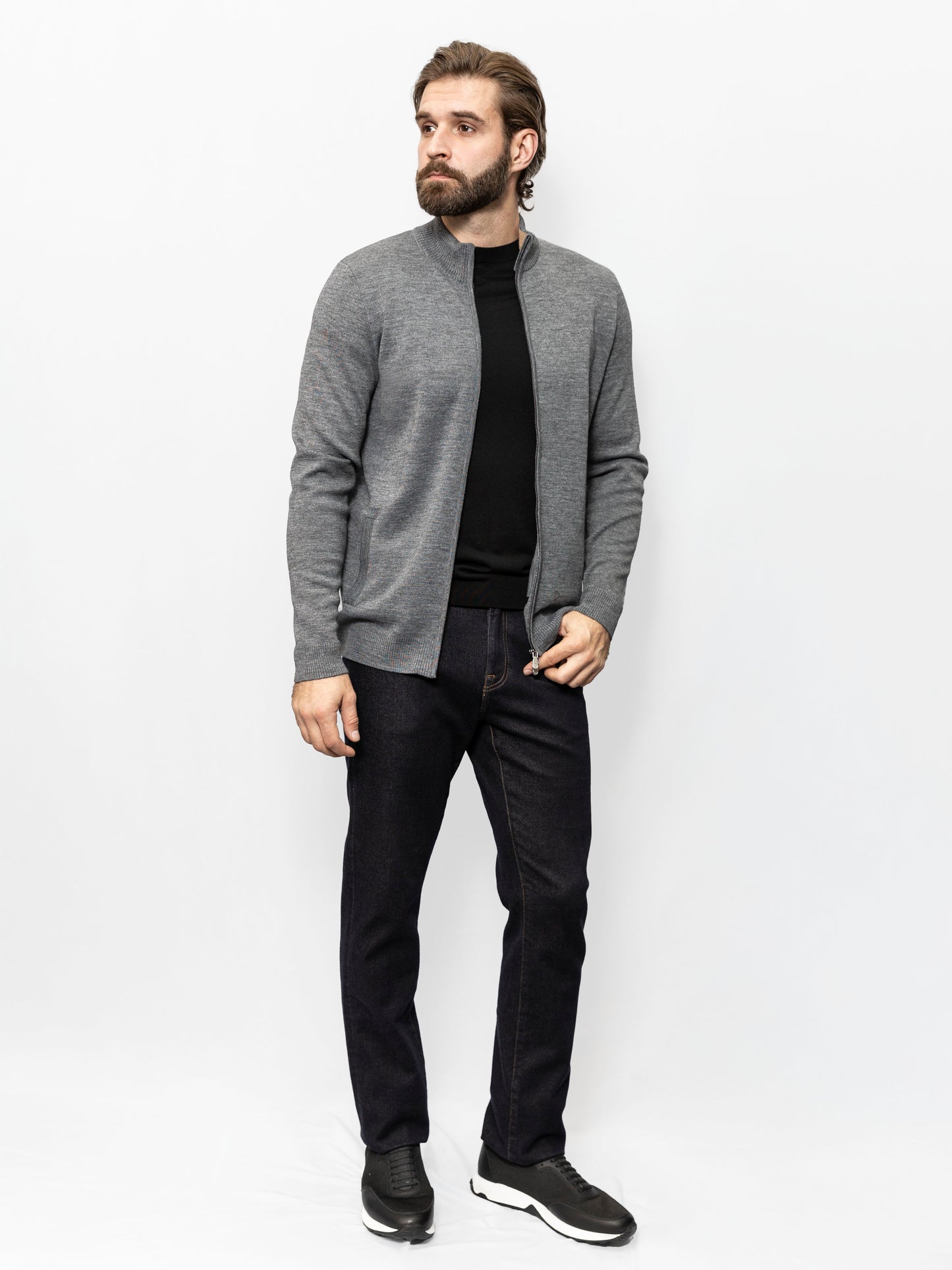 Gray cardigan with a wool blend