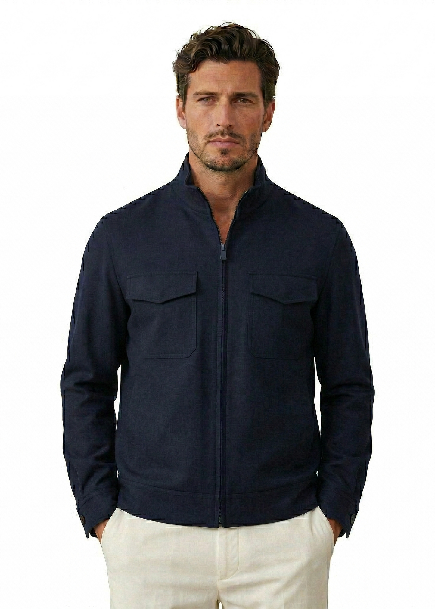 Navy Blue Classic Zip-Up Men's Windbreaker