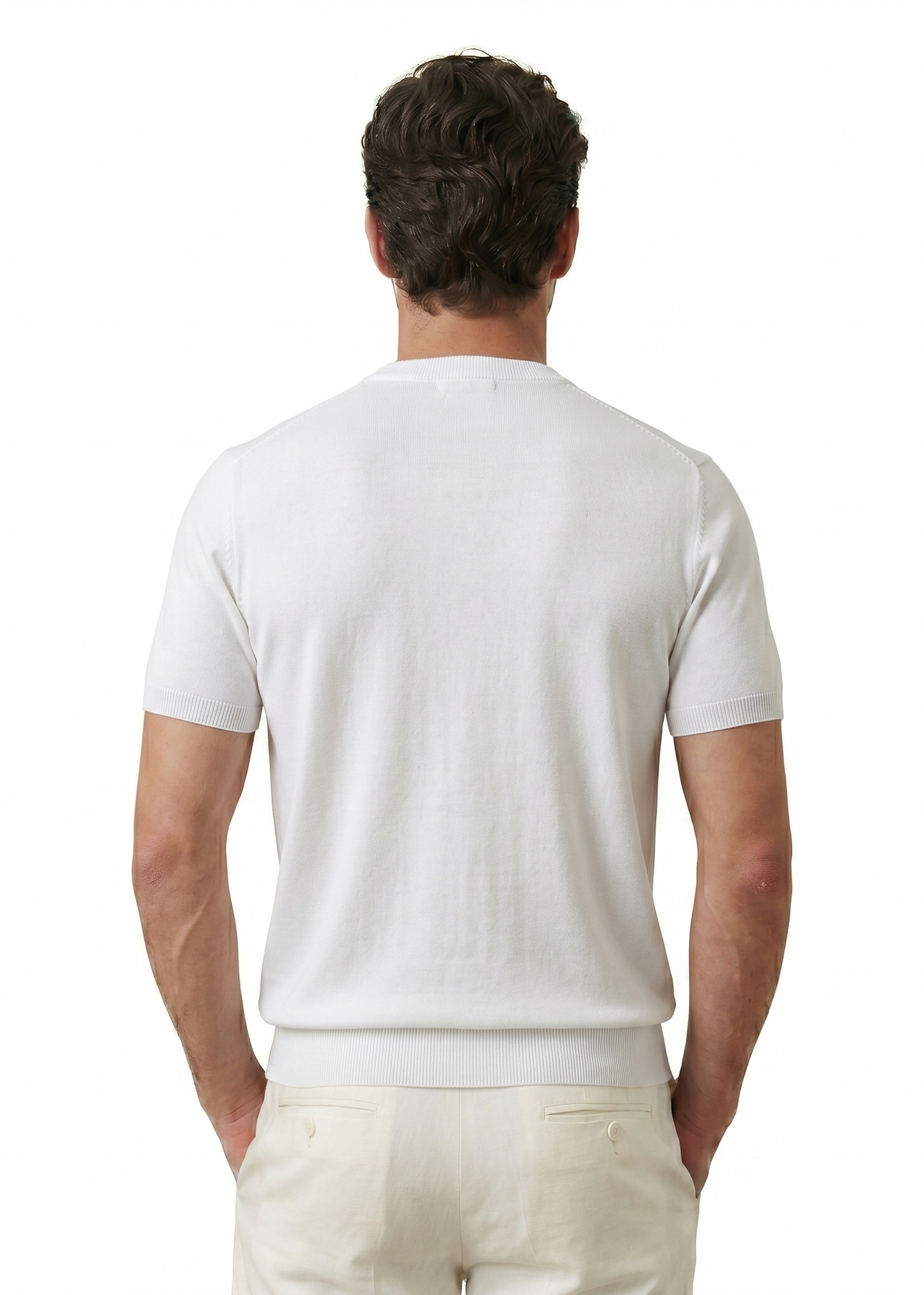 White T-Shirt with Black Geometric Patterned