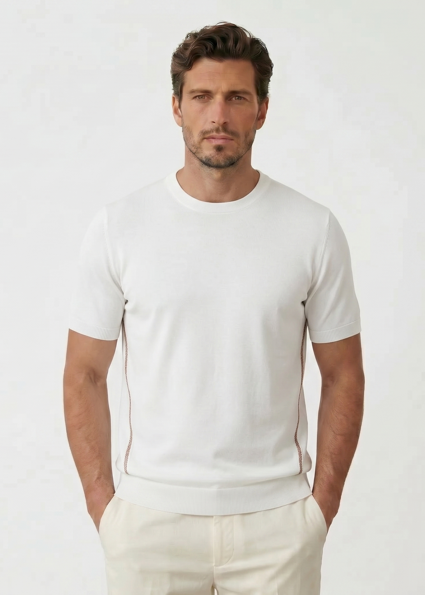 White Silk and Cotton Blend T-Shirt