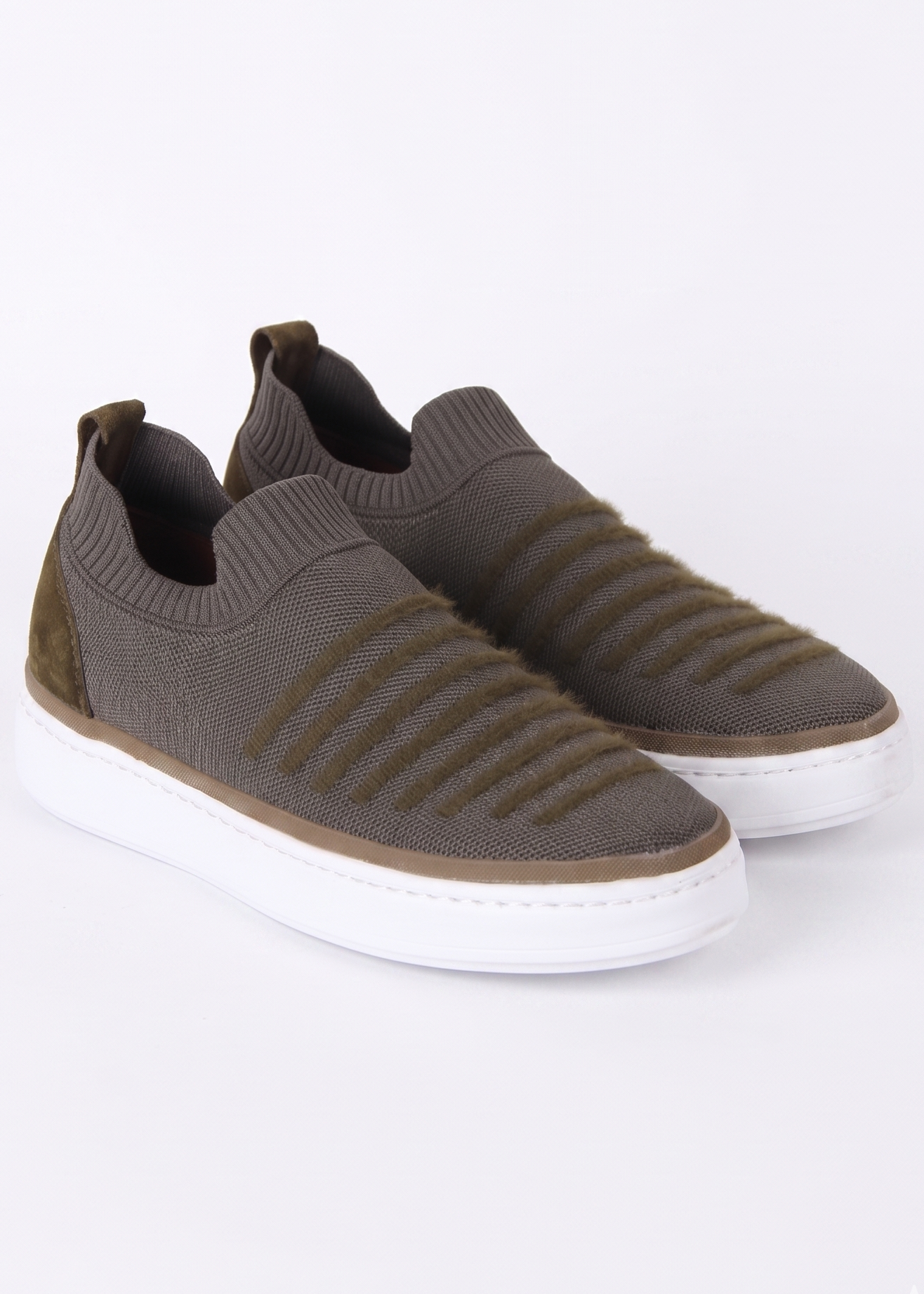 Striped Knit Slip-On Sneakers