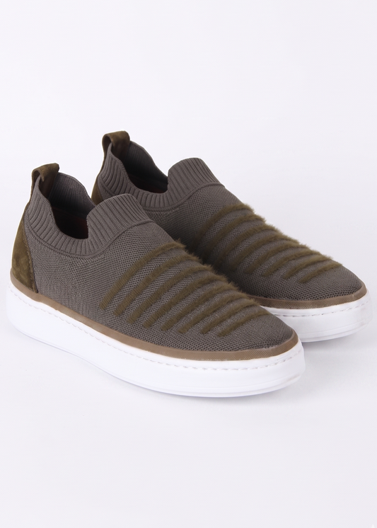Zolaqlı Toxunma Dizaynlı Slip-On Krossovka