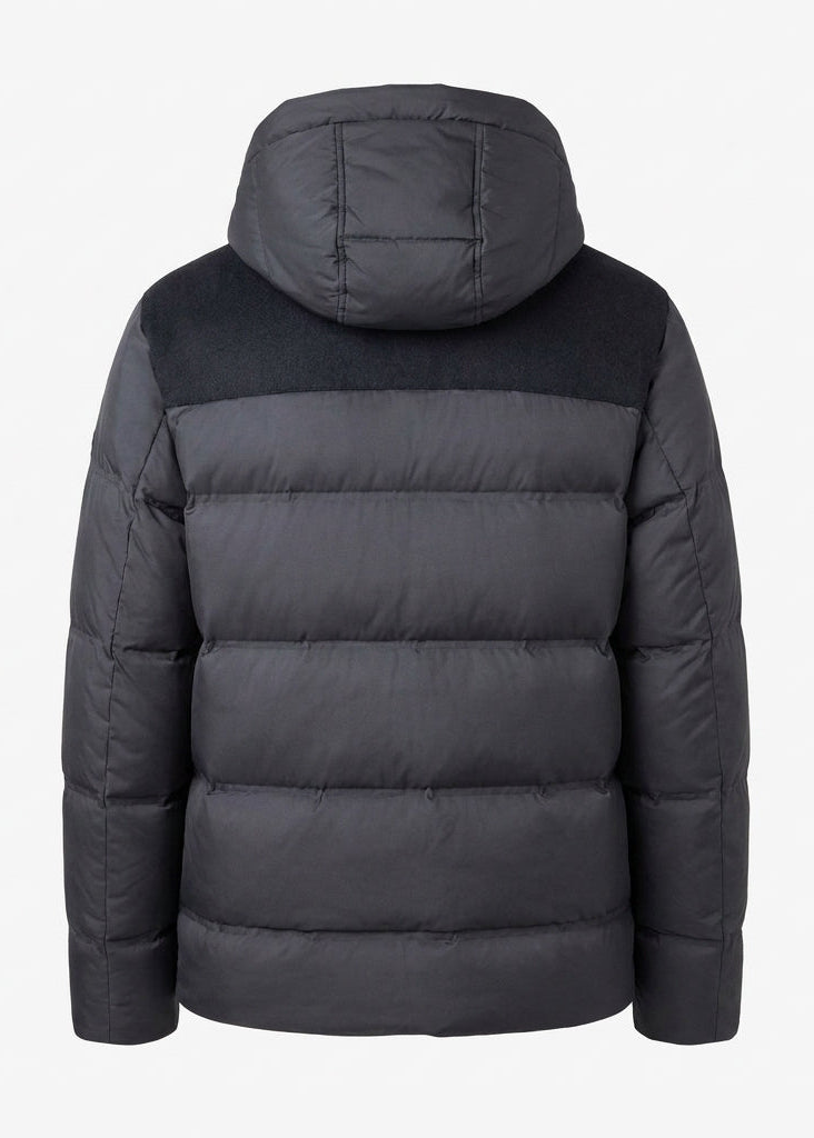Down Blue Jacket – Water and Wind Resistant, with Wool Details