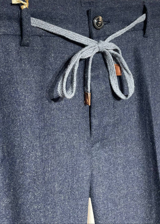 Wool Blend Drawstring Men's Trousers