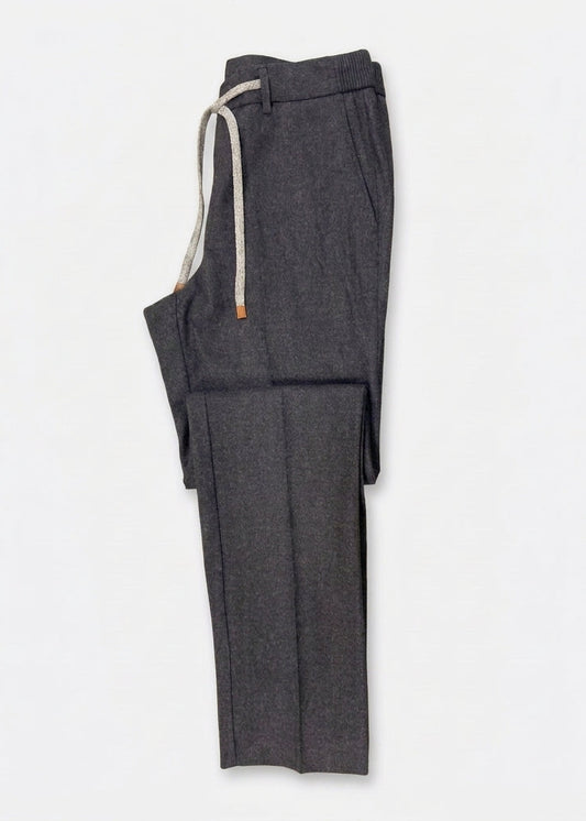 Wool Blend Drawstring Men's Trousers