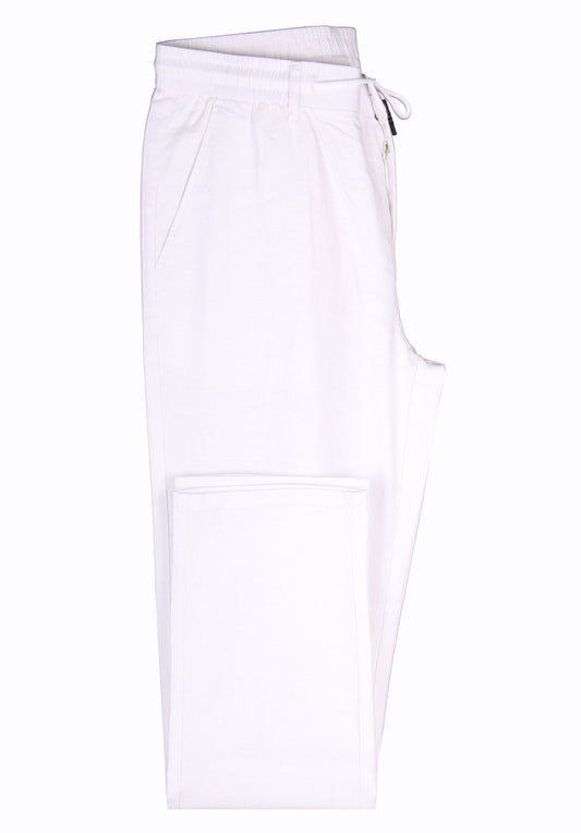 Drawstring linen white pants