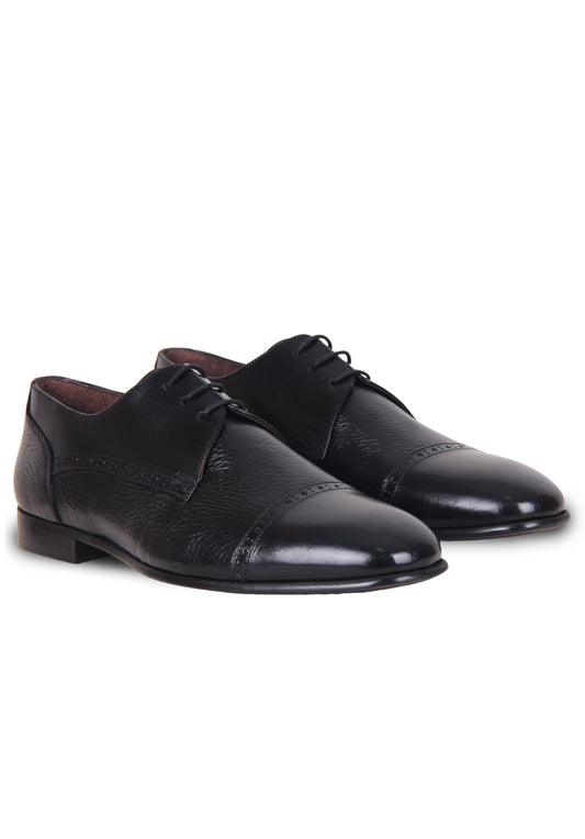 Italian Deer Leather Derby Shoes with Brogue Detailing