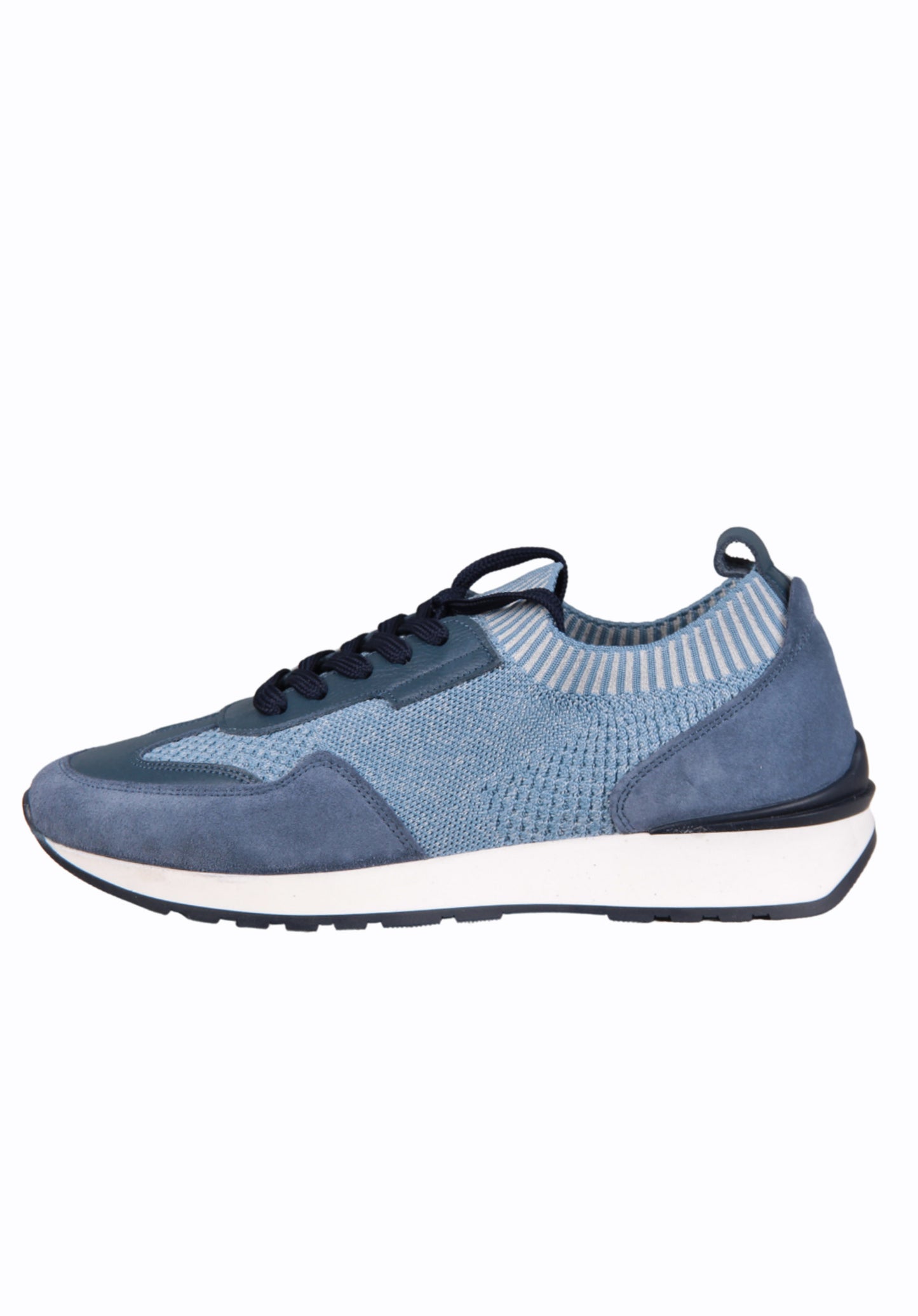 Blue Textile and Leather Sneakers