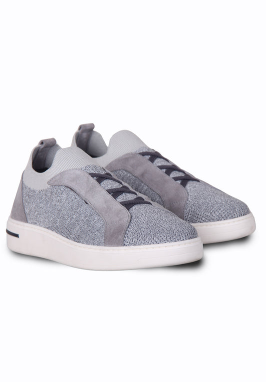 Textile and nubuck sneakers with leather insole