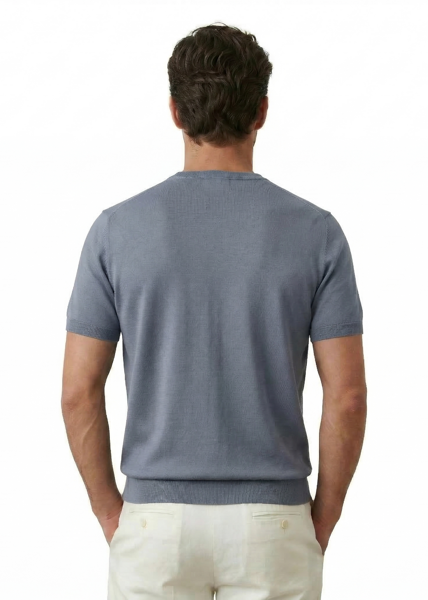 Light Blue Short-Sleeve Knit T-Shirt
