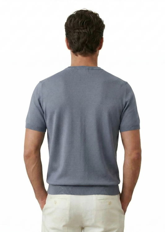 Light Blue Short-Sleeve Knit T-Shirt