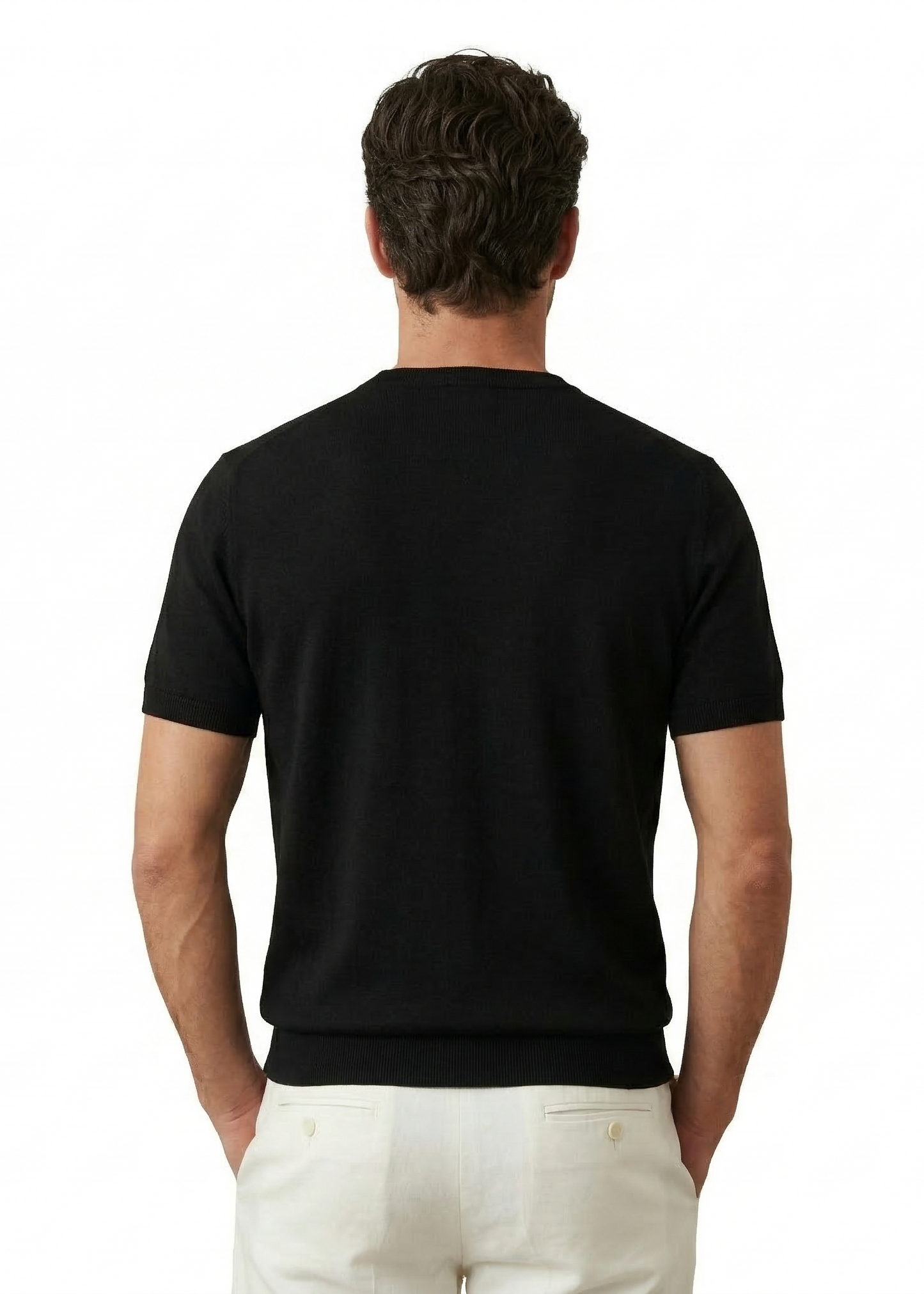 Black Short-Sleeve Knit T-Shirt