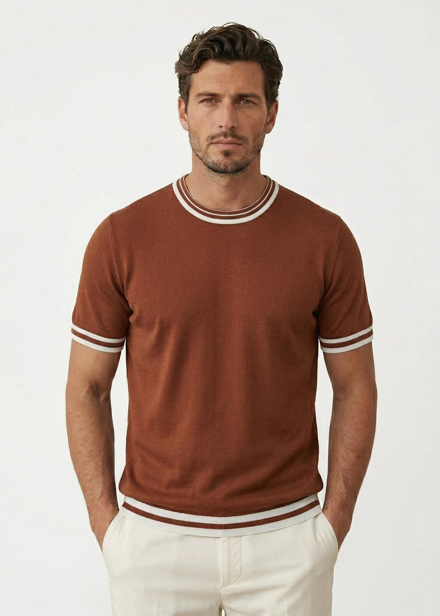 Orange T-Shirt with Stripe Details