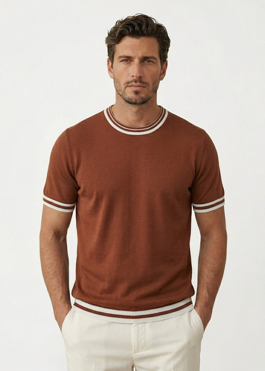 Orange T-Shirt with Stripe Details