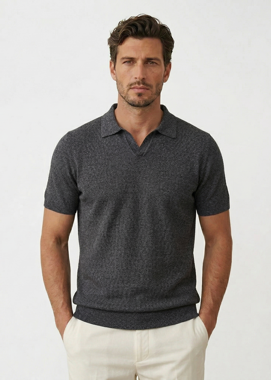 Dark Gray V-Neck Polo Shirt