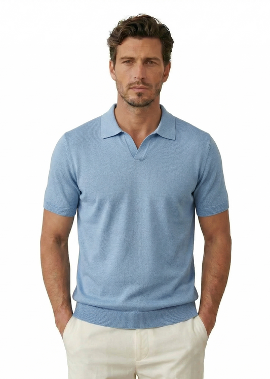 Buttonless V-Neck Polo Shirt