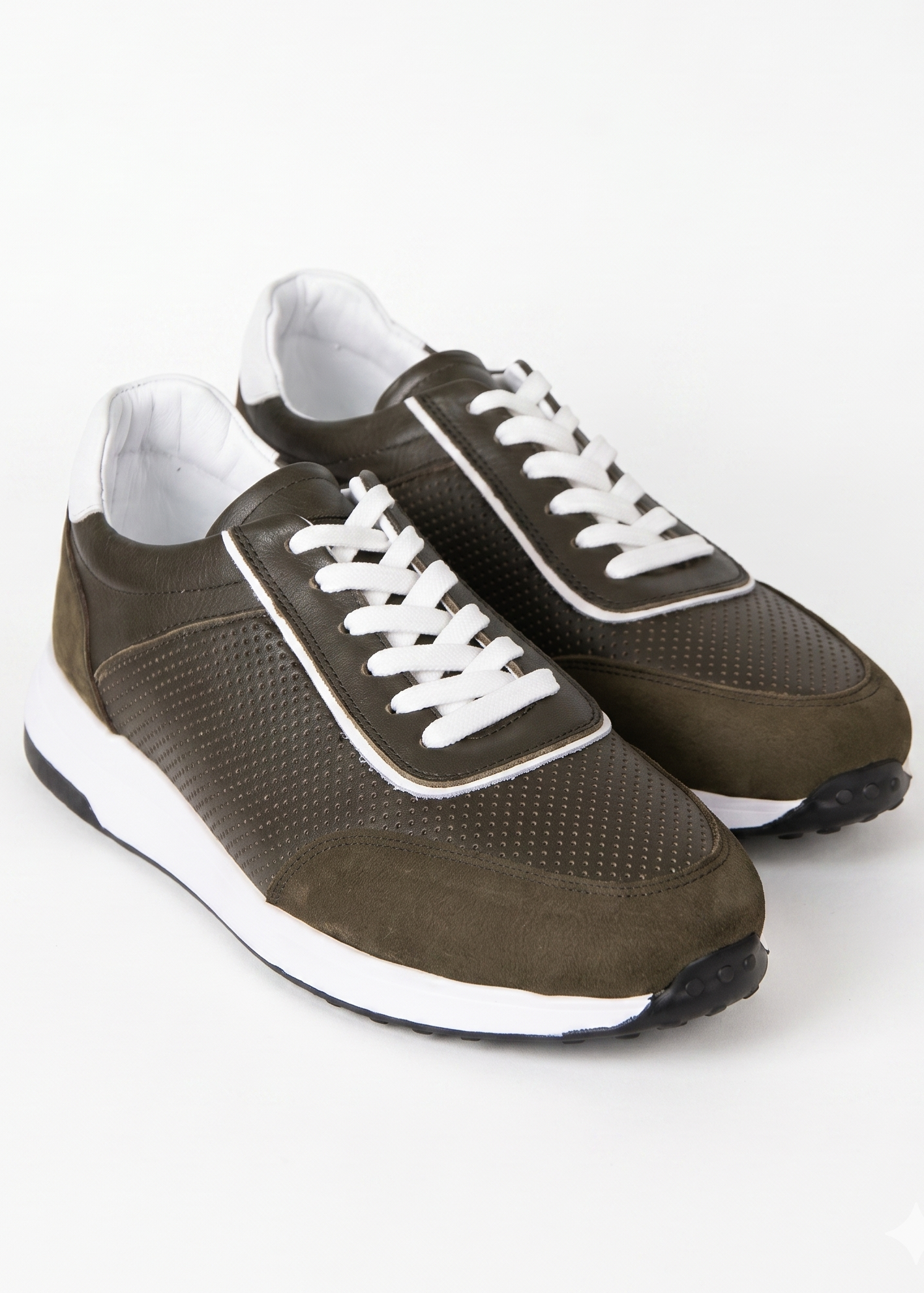 Perforated Genuine Leather Sneakers