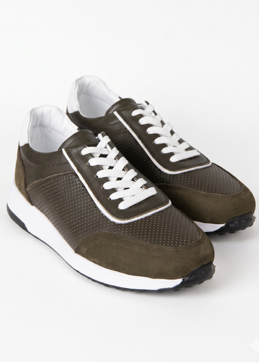 Perforated Genuine Leather Sneakers