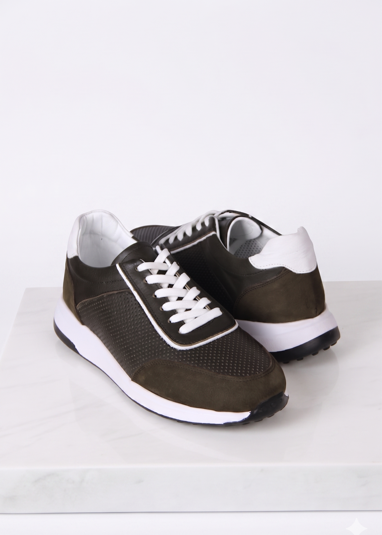 Perforated Genuine Leather Sneakers