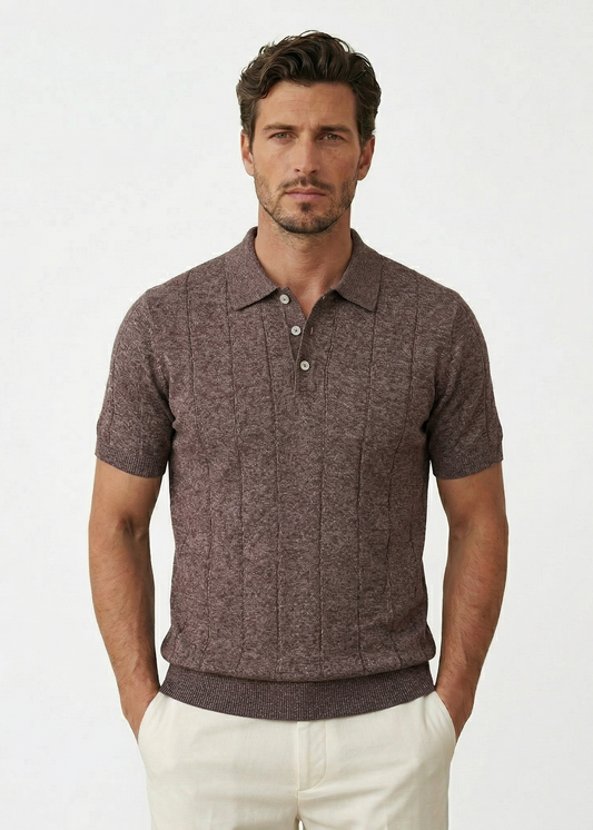 Brown Knit Polo Shirt